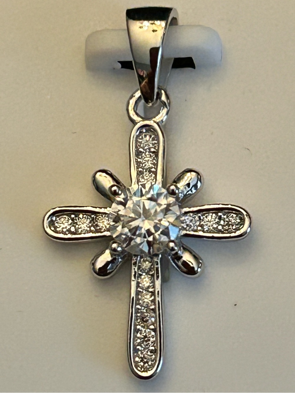 0.50CTW Genuine Moissanite Simple Cross Pendant Necklace in 925 Sterling Silver